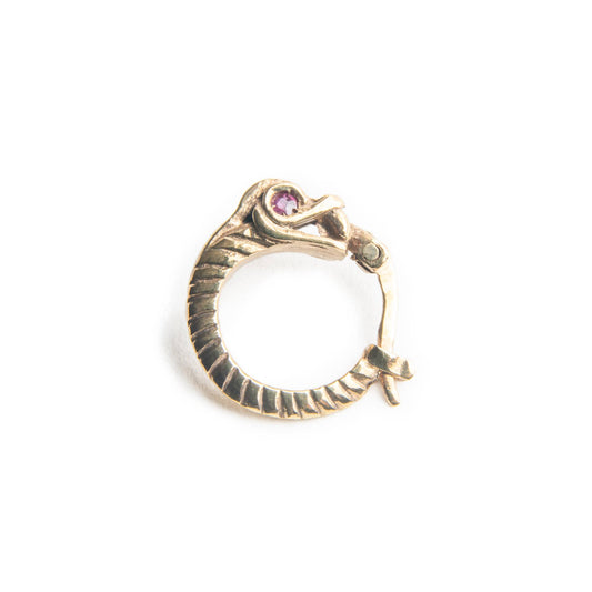 Orecchino Uroboro bronzo zircone rosso