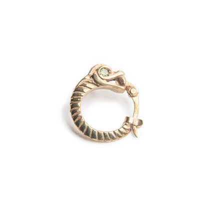 Orecchino Uroboro bronzo zircone verde