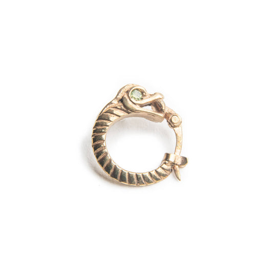 Orecchino Uroboro bronzo zircone verde