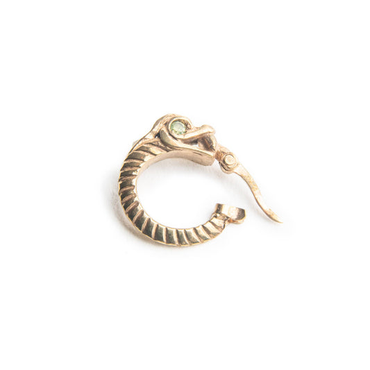 Orecchino Uroboro bronzo zircone verde