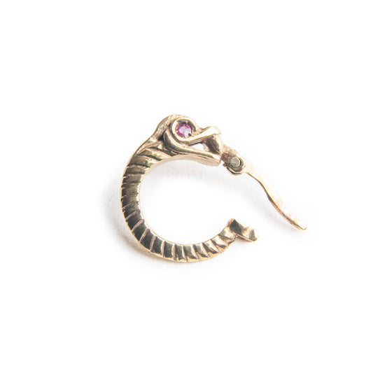 Orecchino Uroboro bronzo zircone rosso