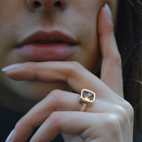 Set di anelli in oro con topazio e ametista